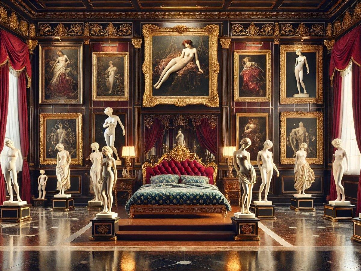 De illustratie van The Kings Gallery, een galerij met klassieke beelden
